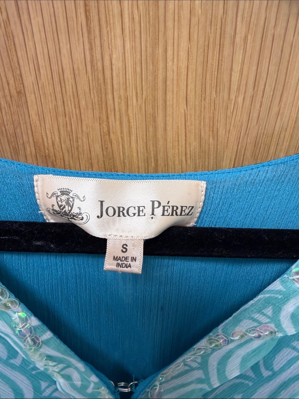 Blue Teal Mixed Patterned V-Neck Resortwear Maxi Dress with Sequin Details - Picture 2 of 12